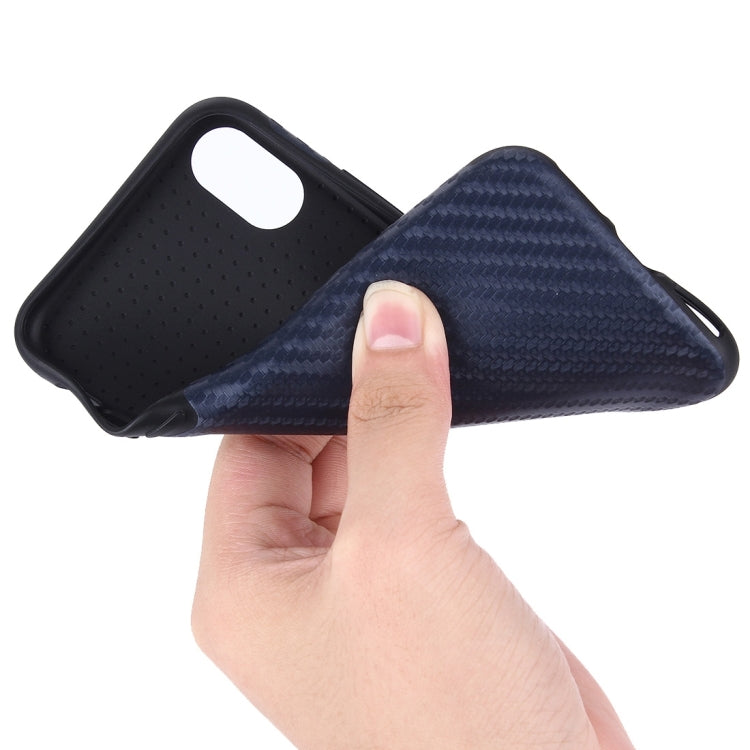 For iPhone X / XS Carbon Fiber TPU Shockproof Protective Back Cover Case