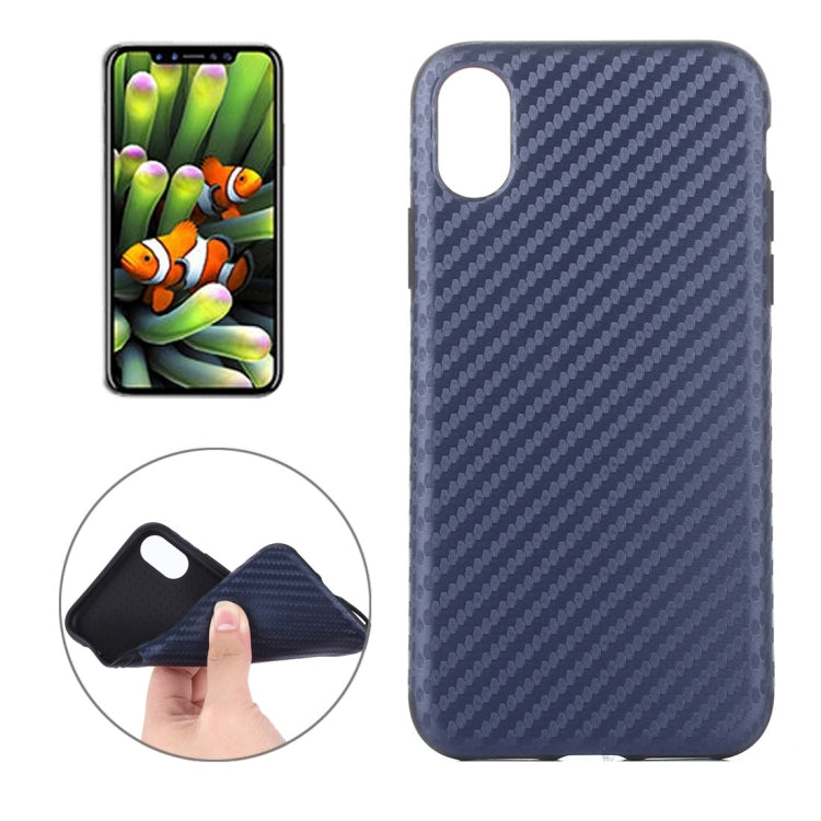 For iPhone X / XS Carbon Fiber TPU Shockproof Protective Back Cover Case