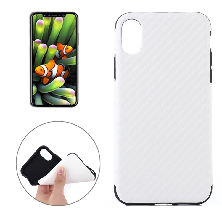 For iPhone X / XS Carbon Fiber TPU Shockproof Protective Back Cover Case