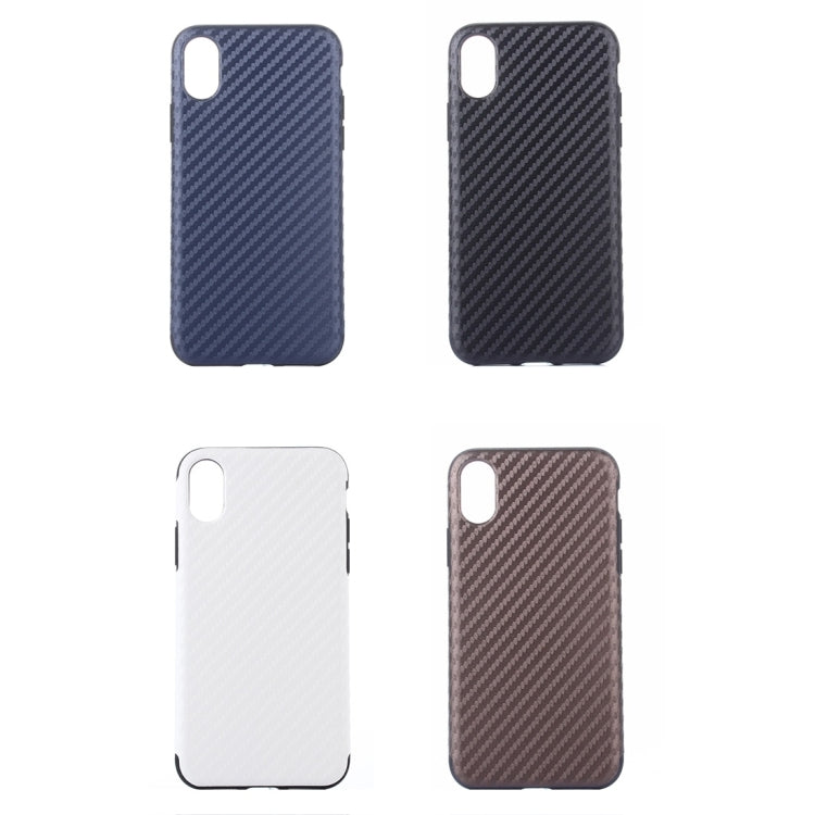 For iPhone X / XS Carbon Fiber TPU Shockproof Protective Back Cover Case