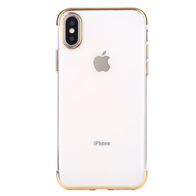 For iPhone X / XS Three Sections Electroplating Side TPU Protective Back Cover Case