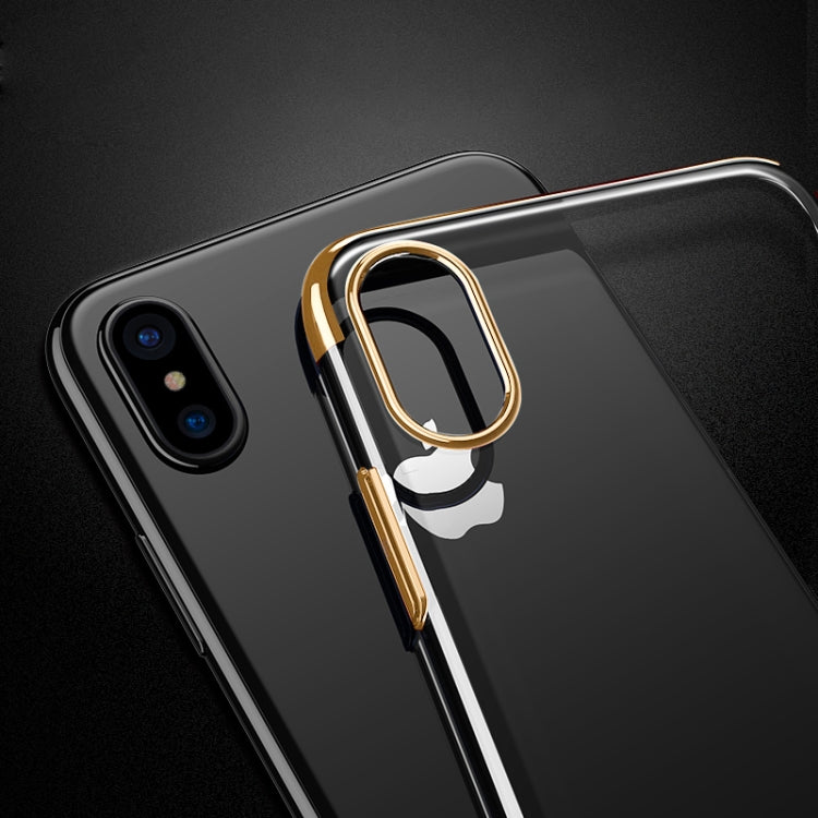 For iPhone X / XS Three Sections Electroplating Side TPU Protective Back Cover Case