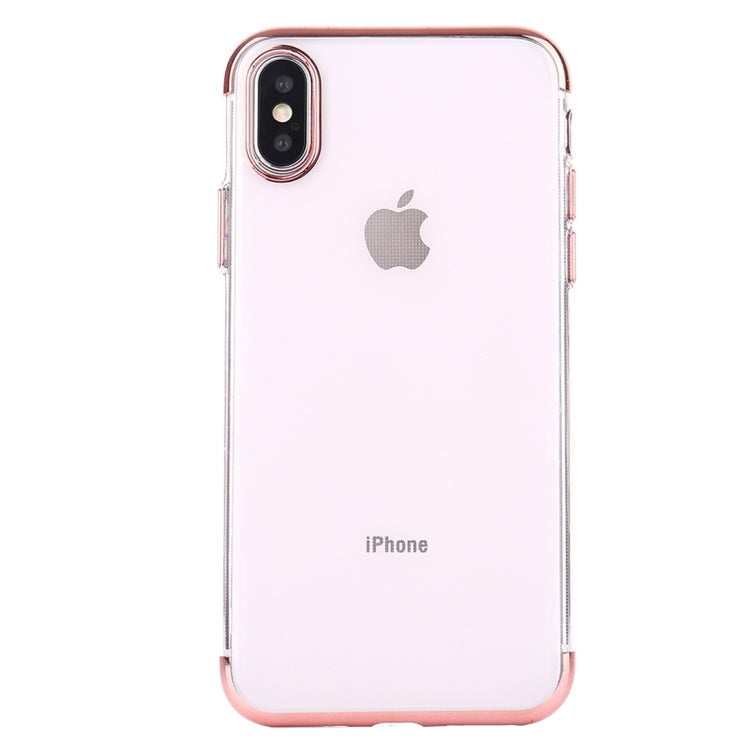 For iPhone X / XS Three Sections Electroplating Side TPU Protective Back Cover Case