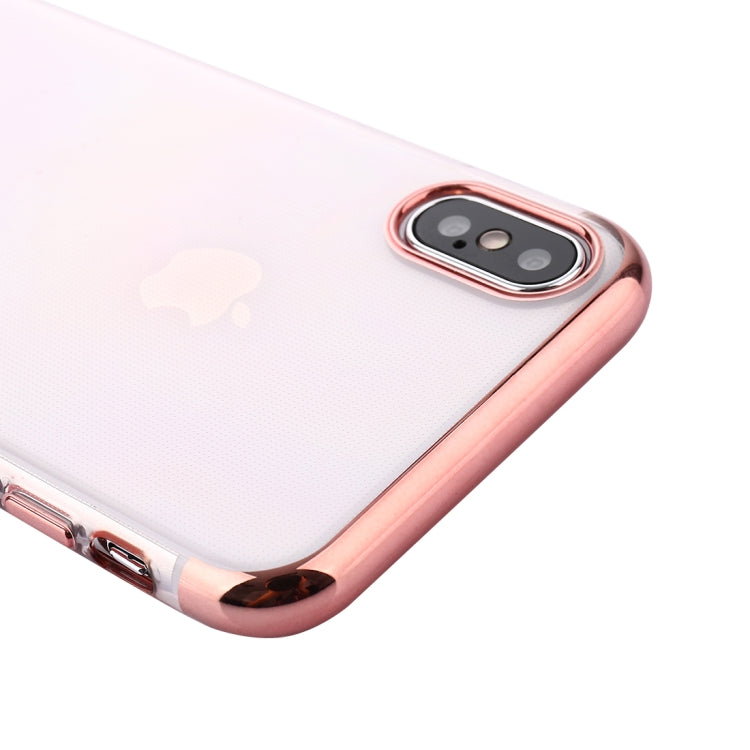 For iPhone X / XS Three Sections Electroplating Side TPU Protective Back Cover Case