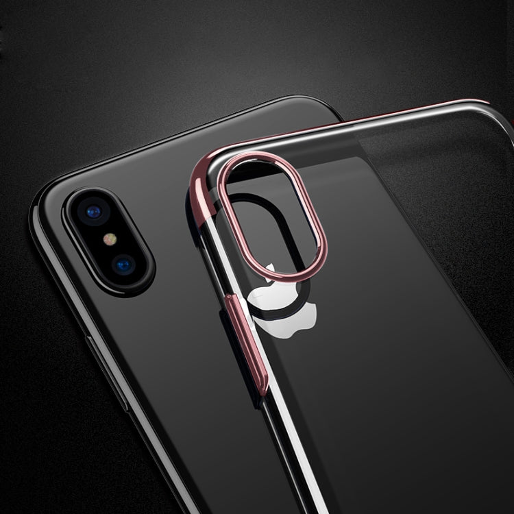 For iPhone X / XS Three Sections Electroplating Side TPU Protective Back Cover Case