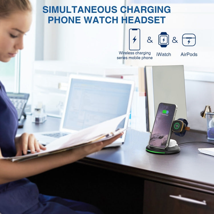 W-02C Magnetic Vertical 3 In 1 Wireless Charger,AU Plug