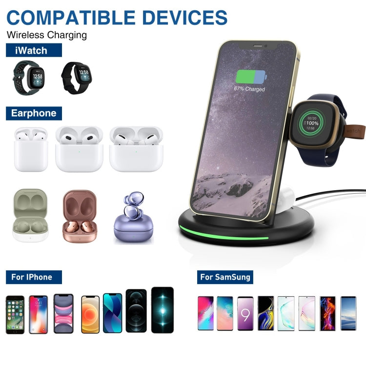 W-02C Magnetic Vertical 3 In 1 Wireless Charger,AU Plug