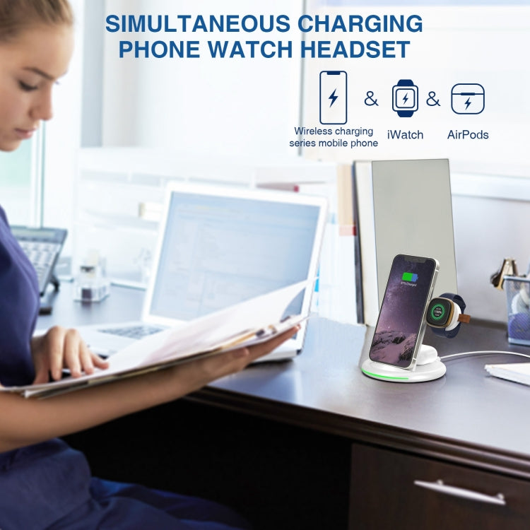 W-02C Magnetic Vertical 3 In 1 Wireless Charger,AU Plug