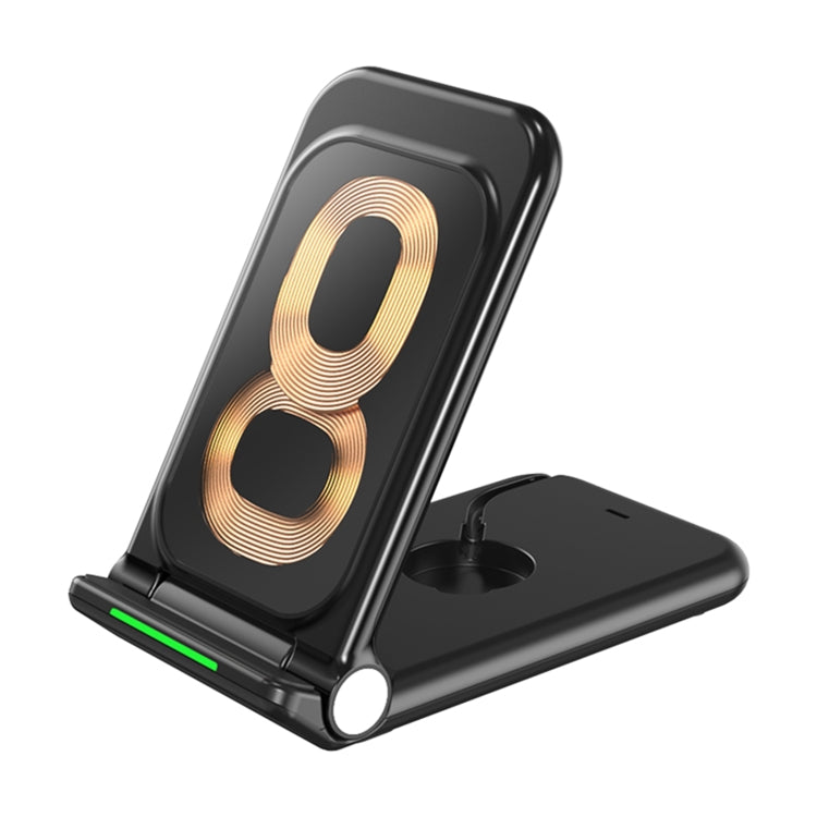 N68-1 3-in-1 Multifunctional Smartphone Earphone Wireless Charging Stand (Black)