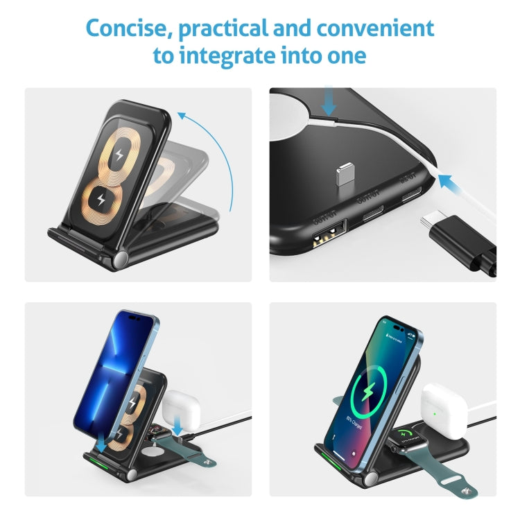 N68-1 3-in-1 Multifunctional Smartphone Earphone Wireless Charging Stand (Black)