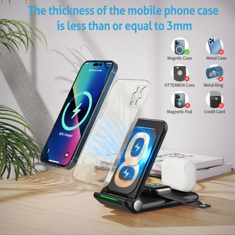 N68-1 3-in-1 Multifunctional Smartphone Earphone Wireless Charging Stand (Black)