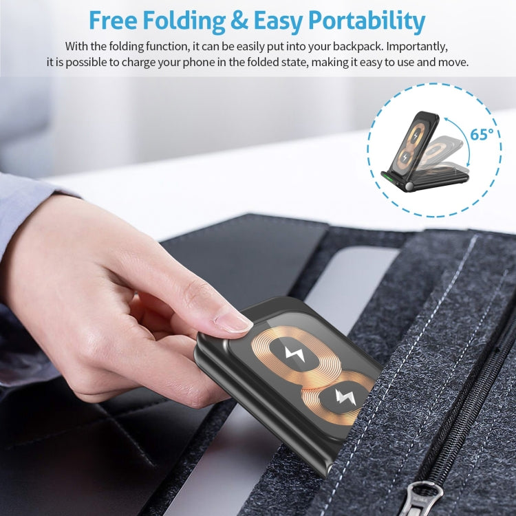 N68-1 3-in-1 Multifunctional Smartphone Earphone Wireless Charging Stand (Black)