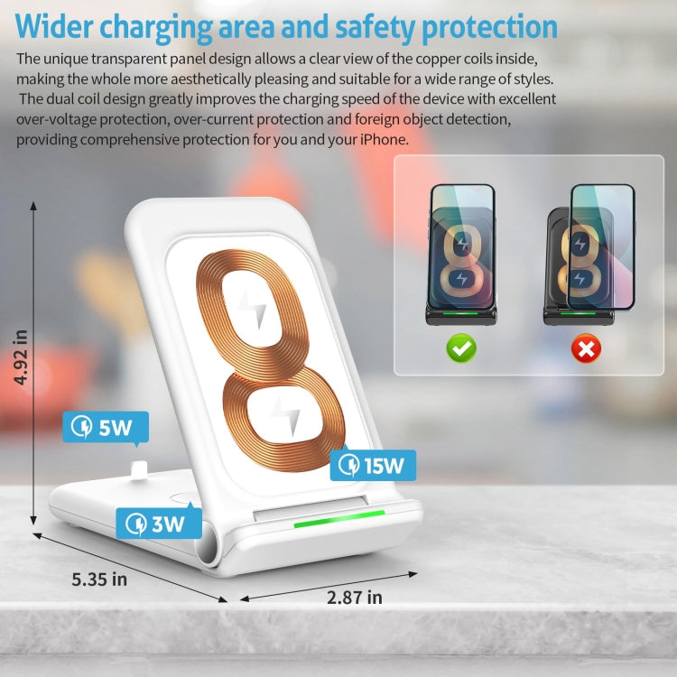 N68-2 3-in-1 Multifunctional Smartphone Earphone Wireless Charging Stand with Apple Watch Charger