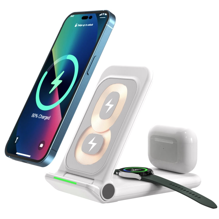N68-3 3-in-1 Multifunctional Smartphone Earphone Wireless Charging Stand with Samsung Watch Charger