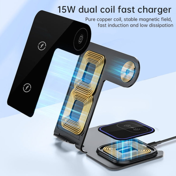 W43 15W 3 in 1 Aluminum Alloy Wireless Charging Stand