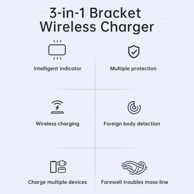 W43 15W 3 in 1 Aluminum Alloy Wireless Charging Stand