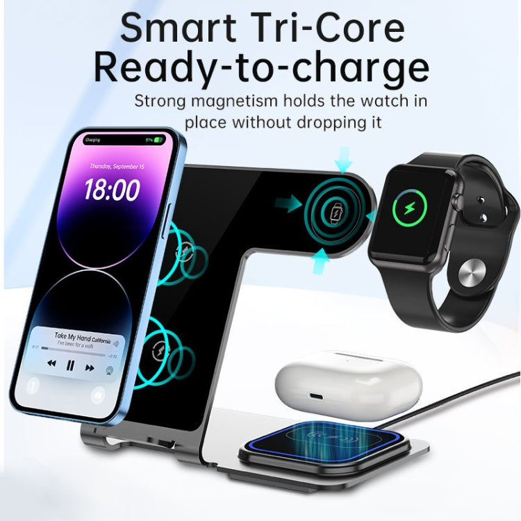 W43 15W 3 in 1 Aluminum Alloy Wireless Charging Stand