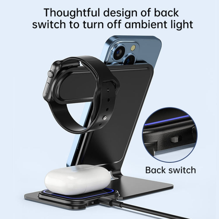 W43 15W 3 in 1 Aluminum Alloy Wireless Charging Stand