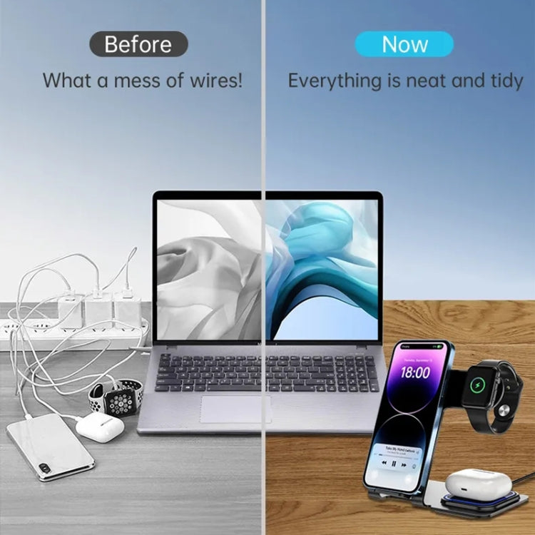 W43 15W 3 in 1 Aluminum Alloy Wireless Charging Stand