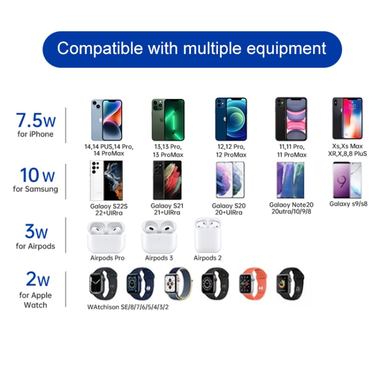 W43 15W 3 in 1 Aluminum Alloy Wireless Charging Stand