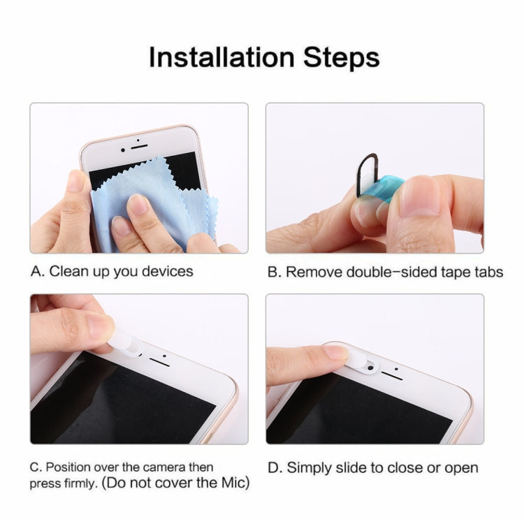 3 PCS Elliptical Appearance Universal Ultra-thin Design WebCam Cover Shutter Slider Camera Cover for Laptop / iPad / PC / Tablet / Cell Phones(White)