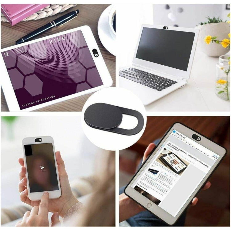 3 PCS Elliptical Appearance Universal Ultra-thin Design WebCam Cover Shutter Slider Camera Cover for Laptop / iPad / PC / Tablet / Cell Phones(White)