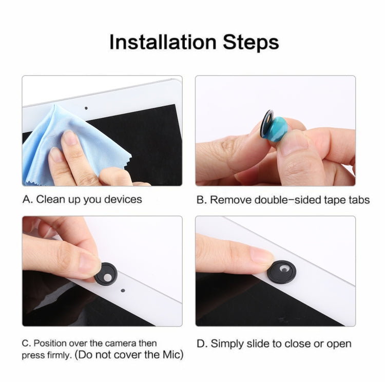 3 PCS Round Appearance Universal Ultra-thin Design WebCam Cover Shutter Slider Camera Cover for Laptop / iPad / PC / Tablet / Cell Phones(Black)