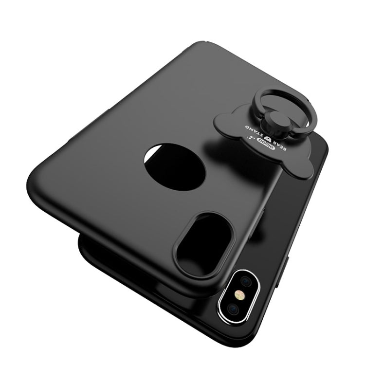 For iPhone X / XS AIQAA Solid Color Metal Paint Plastic PC Dropproof Protective case with Bear Ring Holder