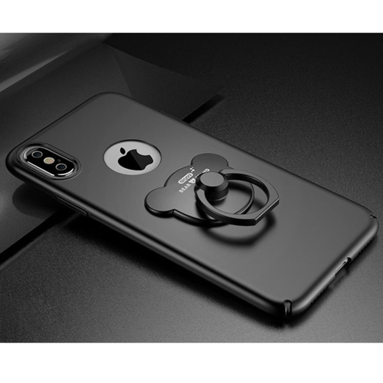 For iPhone X / XS AIQAA Solid Color Metal Paint Plastic PC Dropproof Protective case with Bear Ring Holder