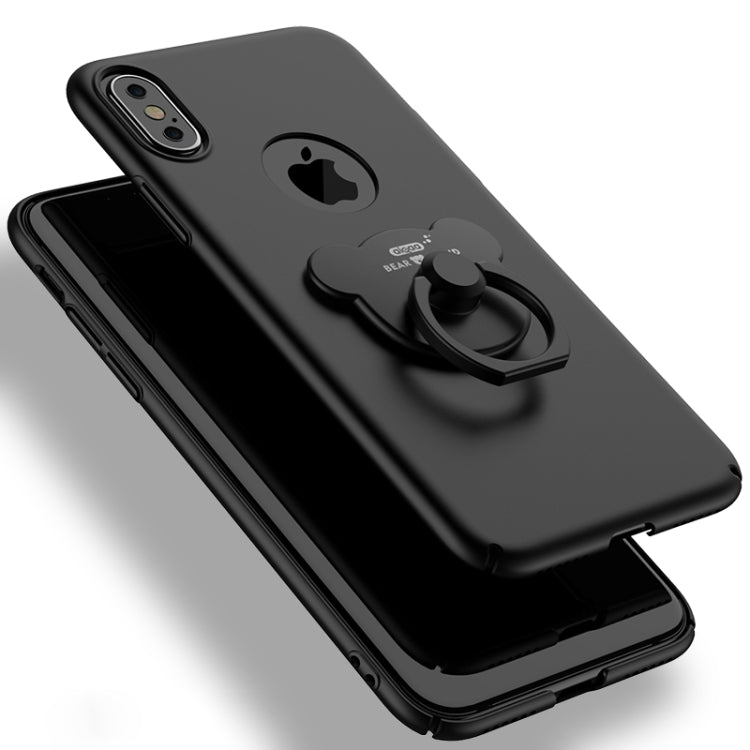 For iPhone X / XS AIQAA Solid Color Metal Paint Plastic PC Dropproof Protective case with Bear Ring Holder