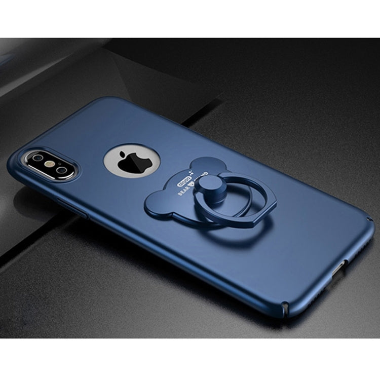 For iPhone X / XS AIQAA Solid Color Metal Paint Plastic PC Dropproof Protective case with Bear Ring Holder