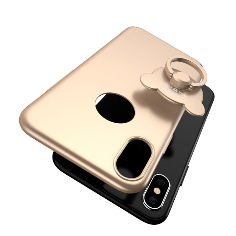 For iPhone X / XS AIQAA Solid Color Metal Paint Plastic PC Dropproof Protective case with Bear Ring Holder