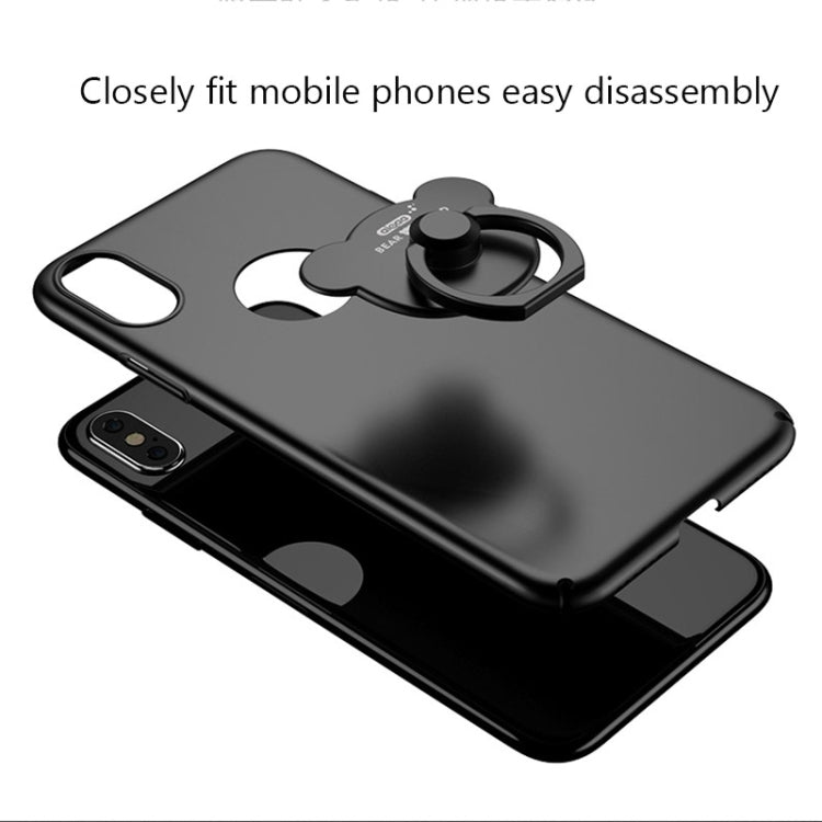 For iPhone X / XS AIQAA Solid Color Metal Paint Plastic PC Dropproof Protective case with Bear Ring Holder