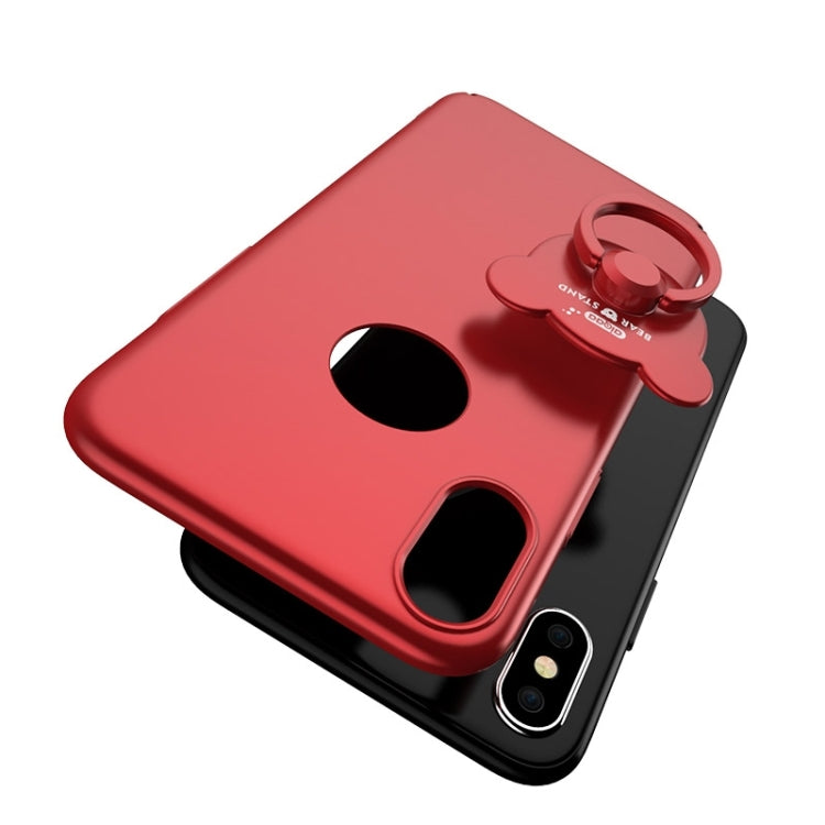 For iPhone X / XS AIQAA Solid Color Metal Paint Plastic PC Dropproof Protective case with Bear Ring Holder