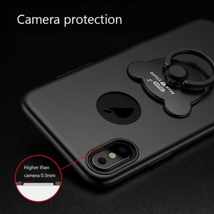 For iPhone X / XS AIQAA Solid Color Metal Paint Plastic PC Dropproof Protective case with Bear Ring Holder