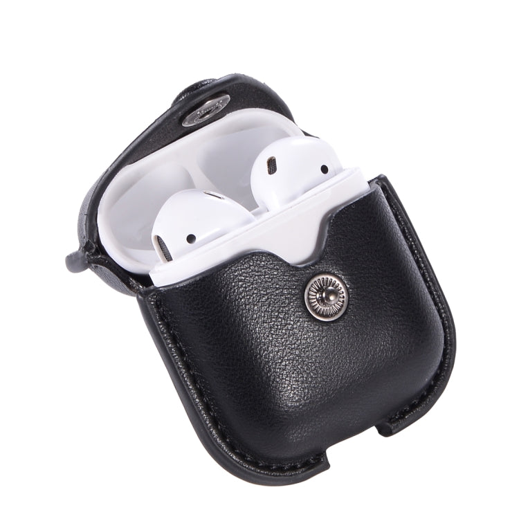 PU Leather Wireless Bluetooth Earphone Protective Case for Apple AirPods 1 / 2, with Metal Buckle