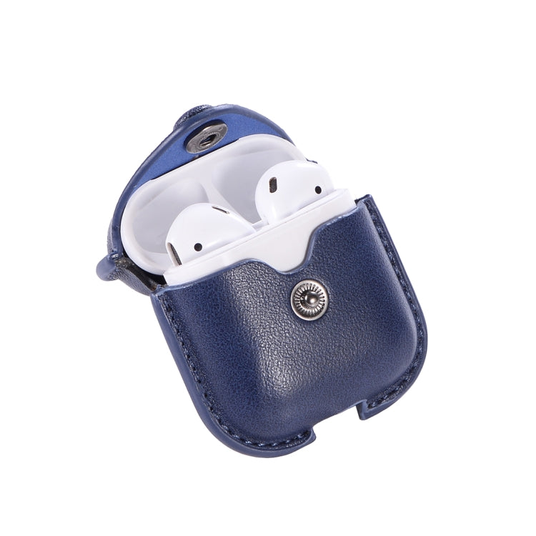 PU Leather Wireless Bluetooth Earphone Protective Case for Apple AirPods 1 / 2, with Metal Buckle