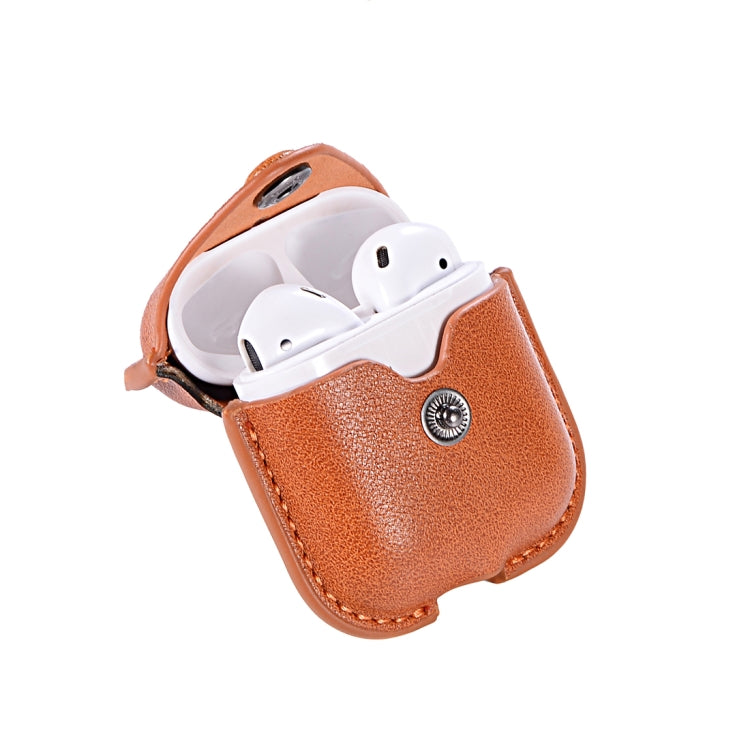 PU Leather Wireless Bluetooth Earphone Protective Case for Apple AirPods 1 / 2, with Metal Buckle
