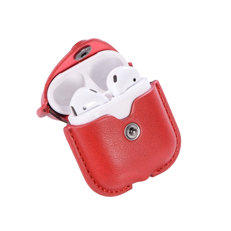PU Leather Wireless Bluetooth Earphone Protective Case for Apple AirPods 1 / 2, with Metal Buckle