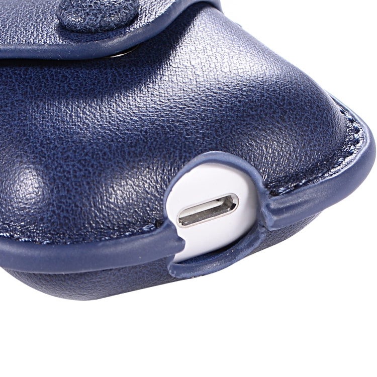 PU Leather Wireless Bluetooth Earphone Protective Case for Apple AirPods 1 / 2, with Metal Buckle