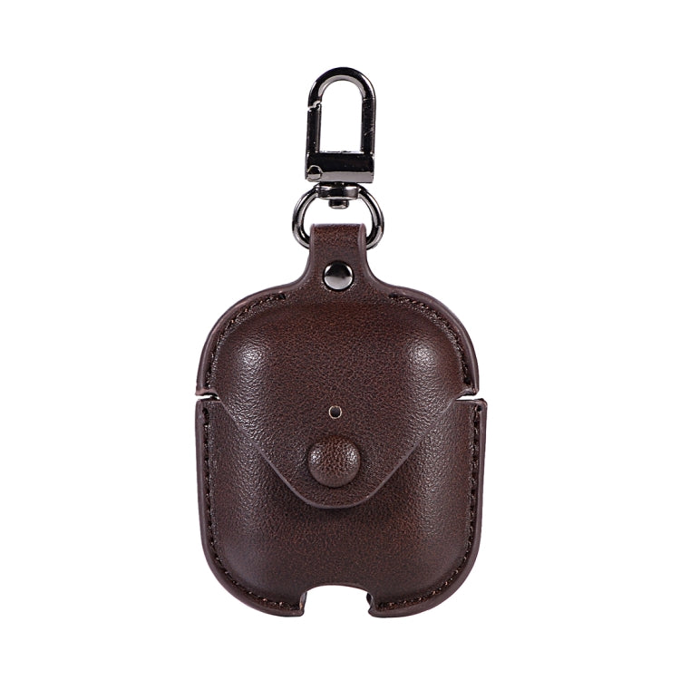 PU Leather Wireless Bluetooth Earphone Protective Case for Apple AirPods 1 / 2, with Metal Buckle
