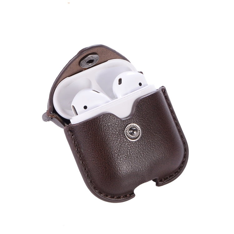 PU Leather Wireless Bluetooth Earphone Protective Case for Apple AirPods 1 / 2, with Metal Buckle