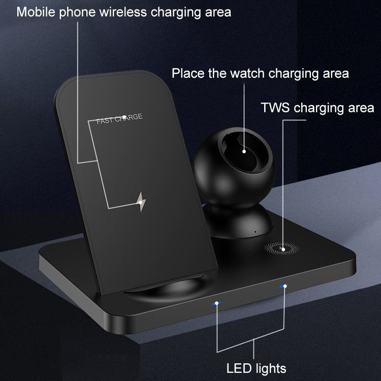 W57 3 In 1 Wireless Charger Holder Charging Station for iPhone / Apple Watch / AirPods