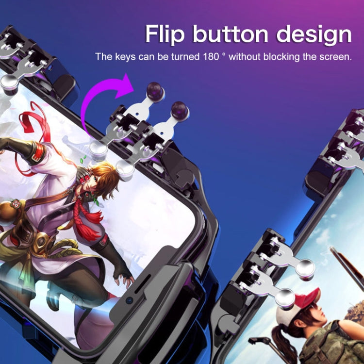 AK77 Plug-in Edition Six-finger Linkage Multi-function Mobile Phone Gamepad with Bracket, Suitable for 4.7-6.5 inch Mobile Phones