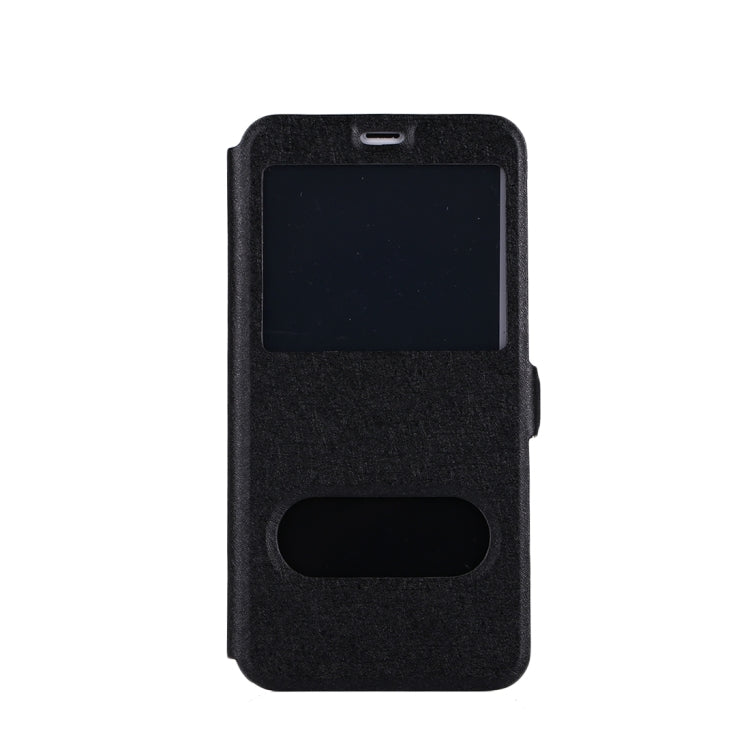For iPhone X / XS Silk Texture Horizontal Flip Leather Case with Call Display ID & Sleep / Wake-up Function & Holder