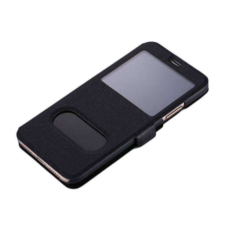 For iPhone X / XS Silk Texture Horizontal Flip Leather Case with Call Display ID & Sleep / Wake-up Function & Holder