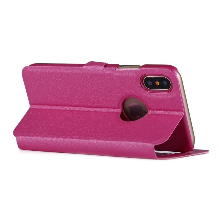 For iPhone X / XS Silk Texture Horizontal Flip Leather Case with Call Display ID & Sleep / Wake-up Function & Holder
