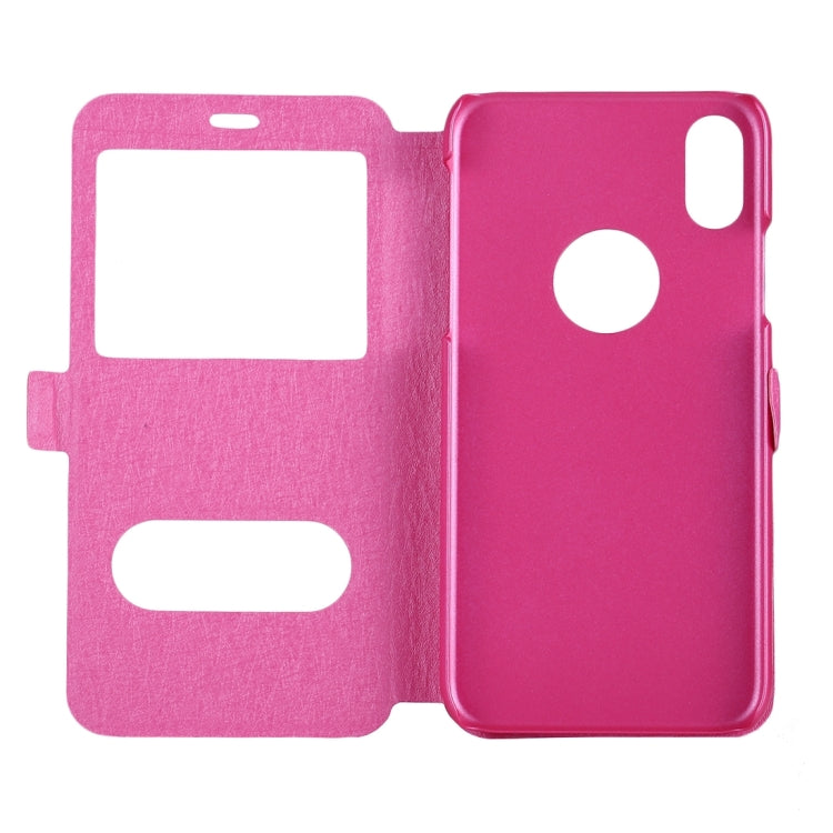 For iPhone X / XS Silk Texture Horizontal Flip Leather Case with Call Display ID & Sleep / Wake-up Function & Holder