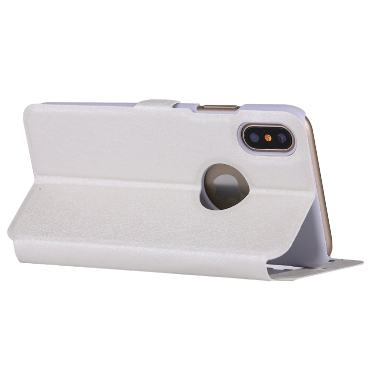 For iPhone X / XS Silk Texture Horizontal Flip Leather Case with Call Display ID & Sleep / Wake-up Function & Holder