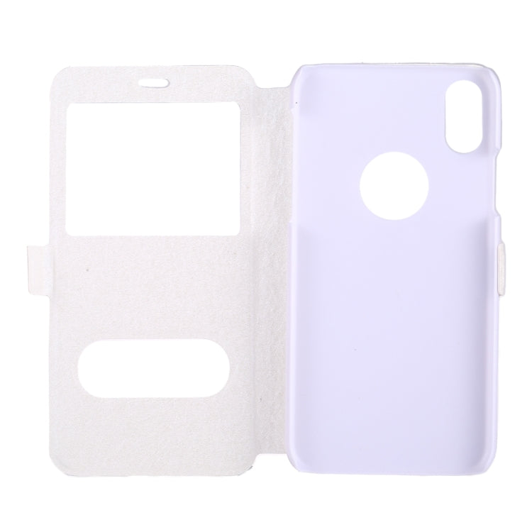 For iPhone X / XS Silk Texture Horizontal Flip Leather Case with Call Display ID & Sleep / Wake-up Function & Holder